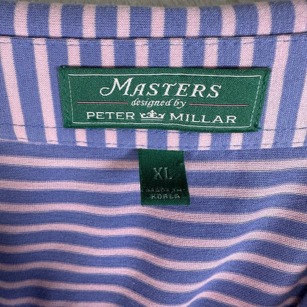 Masters Designed By Peter Millar Polo Golf Shirt Striped Men’s Size XL Preppy - Picture 2 of 8